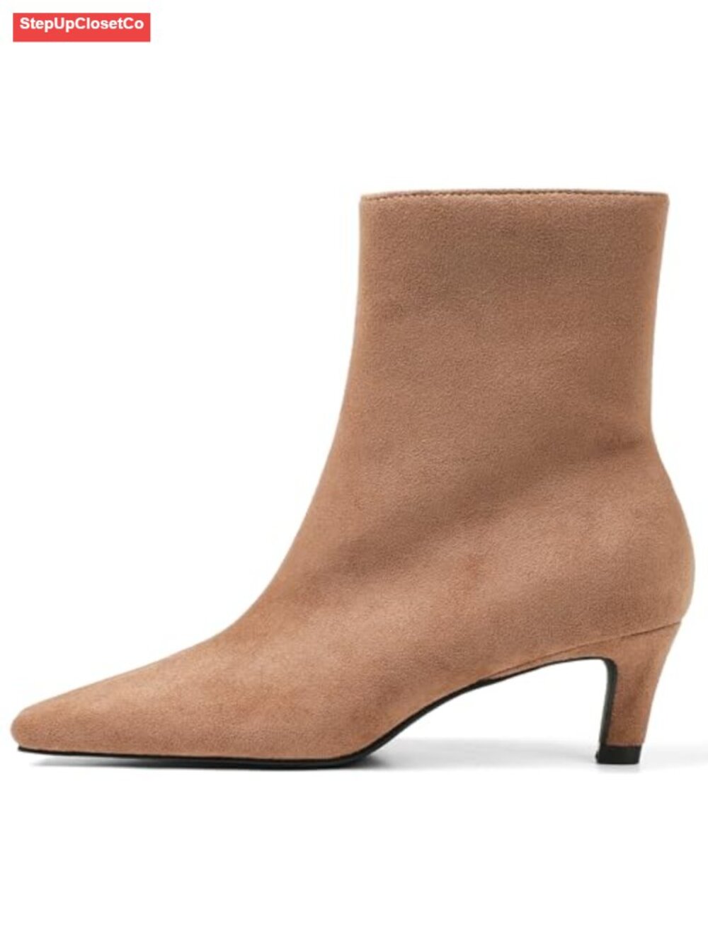 Kitten Heel Ankle Boots Square Toe Suede Booties for Women Low Heel